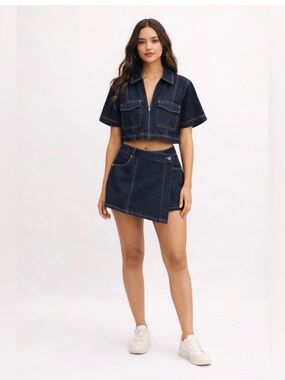 Zara Denim Shirt & Skort Set